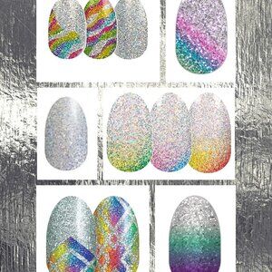 Silver Muli Glitter Bundle: (x6 Sets) Nail Polish Strips